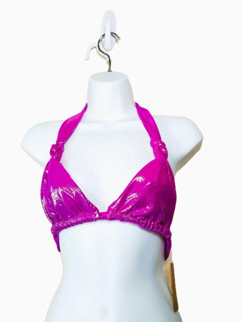 NWT Skims Liquid Shine Knotted Micro Triangle Swim Top in Lollipop Beach Pool